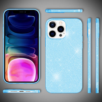 NALIA Glitzerhülle für iPhone 13 Pro Max – Funkelnder Glitzer-Look & Grip – SHINEPOP (Silikon Case) – Marke aus Berlin Blau NALIA Protective Hülle
