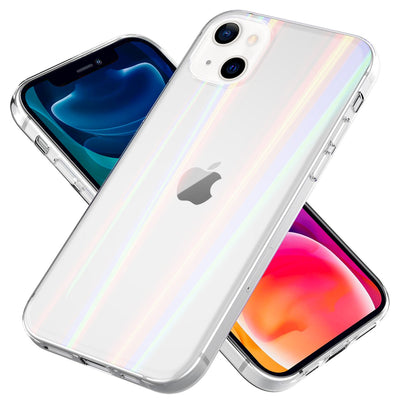 NALIA Klares Hartglas Case kompatibel mit iPhone 13 Hülle, Transparent Regenbogen Effekt Anti-Gelb Robust Tempered Glass & Silikon Bumper, Holografisch Bunt Glänzende Handyhülle Cover Durchsichtig Default Title NALIA Protective Hülle