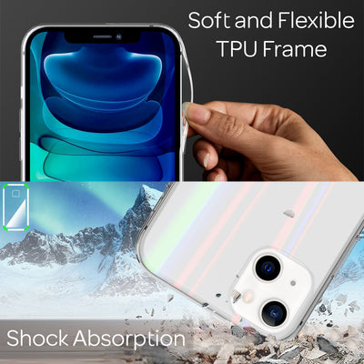 NALIA Klares Hartglas Case kompatibel mit iPhone 13 Hülle, Transparent Regenbogen Effekt Anti-Gelb Robust Tempered Glass & Silikon Bumper, Holografisch Bunt Glänzende Handyhülle Cover Durchsichtig Default Title NALIA Protective Hülle