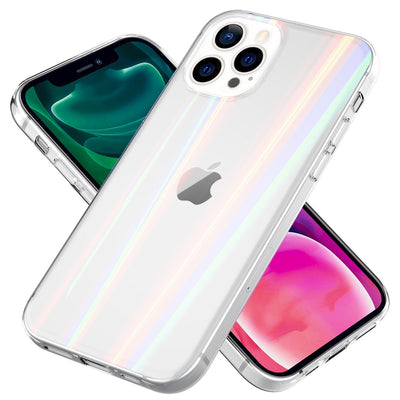 NALIA Klares Hartglas Case kompatibel mit iPhone 13 Pro Hülle, Transparent Regenbogen Effekt Anti-Gelb Robust Tempered Glass & Silikon Bumper, Holografisch Bunt Glänzende Handyhülle Durchsichtig Default Title NALIA Protective Hülle