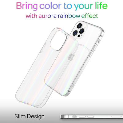 NALIA Transparente Glashülle für iPhone 13 Pro Max – Holografischer Prisma-Effekt (Regenbogen Schimmer) – 9H Hartglas & Anti-Gelb – AURORA – Marke aus Berlin Default Title NALIA Protective Hülle