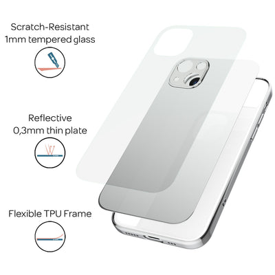NALIA Spiegel Hartglas Case kompatibel mit iPhone 13 Mini Hülle, Klarer Spiegeleffekt Mirror Hardcase Robust 9H Tempered Glass & Silikon Bumper, Dünne Schutzhülle Glashülle Handyhülle - Silber Default Title NALIA Protective Hülle