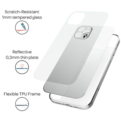 NALIA Spiegel Hartglas Case kompatibel mit iPhone 13 Pro Hülle, Klarer Spiegeleffekt Mirror Hardcase Robust 9H Tempered Glass & Silikon Bumper, Dünne Schutzhülle Glashülle Handyhülle Etui - Silber Default Title NALIA Protective Hülle