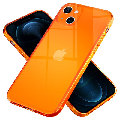 NALIA Neon Silikonhülle für iPhone 13 – Knallige Signal-Farbe & Linsenschutz – VIBE (Transparentes Case) – Marke aus Berlin Orange NALIA Neon Hülle