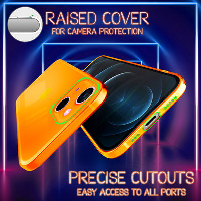 NALIA Neon Silikonhülle für iPhone 13 – Knallige Signal-Farbe & Linsenschutz – VIBE (Transparentes Case) – Marke aus Berlin Orange NALIA Neon Hülle