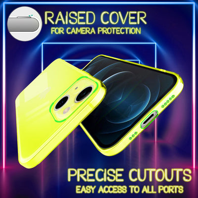 NALIA Neon Silikonhülle für iPhone 13 – Knallige Signal-Farbe & Linsenschutz – VIBE (Transparentes Case) – Marke aus Berlin Gelb NALIA Neon Hülle