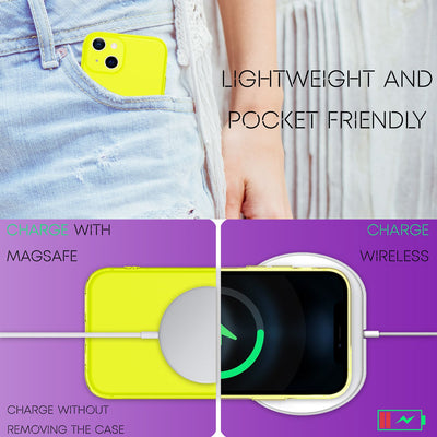 NALIA Neon Silikonhülle für iPhone 13 – Knallige Signal-Farbe & Linsenschutz – VIBE (Transparentes Case) – Marke aus Berlin Gelb NALIA Neon Hülle