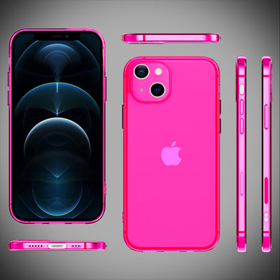 NALIA Neon Silikonhülle für iPhone 13 – Knallige Signal-Farbe & Linsenschutz – VIBE (Transparentes Case) – Marke aus Berlin Pink NALIA Neon Hülle