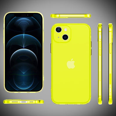 NALIA Neon Silikonhülle für iPhone 13 – Knallige Signal-Farbe & Linsenschutz – VIBE (Transparentes Case) – Marke aus Berlin Gelb NALIA Neon Hülle