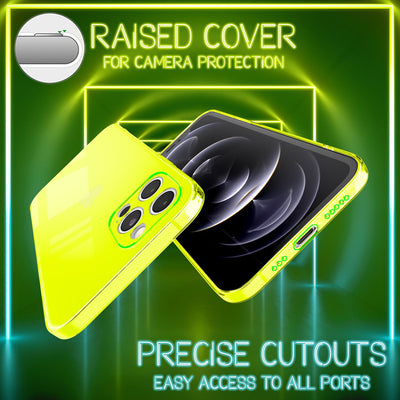 NALIA Neon Silikonhülle für iPhone 13 Pro – Knallige Signal-Farbe & Linsenschutz – VIBE (Transparentes Case) – Marke aus Berlin