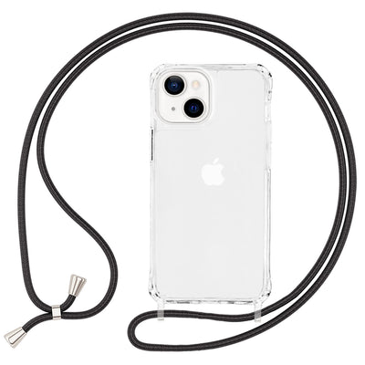 NALIA Handykette für iPhone 13 Mini – Transparentes Hybrid-Case & Band – HANGIT PRO (Anti-Gelb Rückseite & Verstellbar) – Marke aus Berlin Schwarz NALIA Transparente Hülle