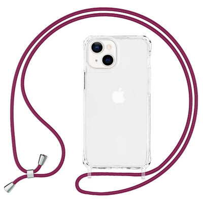 NALIA Handykette für iPhone 13 – Transparentes Hybrid-Case & Band – HANGIT PRO (Anti-Gelb Rückseite & Verstellbar) – Marke aus Berlin Rot NALIA Transparente Hülle