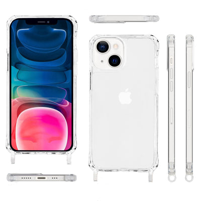 NALIA Handykette für iPhone 13 – Transparentes Hybrid-Case & Band – HANGIT PRO (Anti-Gelb Rückseite & Verstellbar) – Marke aus Berlin Schwarz NALIA Transparente Hülle