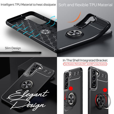 NALIA Ringhülle für Samsung Galaxy S22 Plus – Ring-Ständer 360° & für Magnet-Halter – GRIP360 (Mattiertes Silikon Case) – Marke aus Berlin Schwarz NALIA Protective Hülle