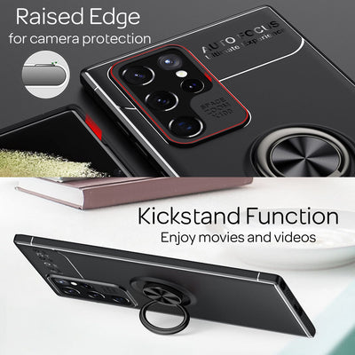 NALIA Ringhülle für Samsung Galaxy S22 Ultra – Ring-Ständer 360° & für Magnet-Halter – GRIP360 (Mattiertes Silikon Case) – Marke aus Berlin Schwarz NALIA Protective Hülle