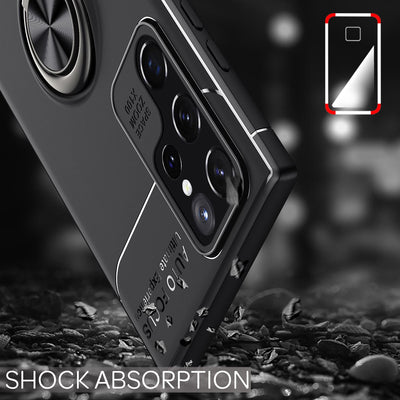 NALIA Ringhülle für Samsung Galaxy S22 Ultra – Ring-Ständer 360° & für Magnet-Halter – GRIP360 (Mattiertes Silikon Case) – Marke aus Berlin Schwarz NALIA Protective Hülle