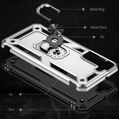 NALIA Panzerhülle für Samsung Galaxy S22 Plus – Ring-Ständer 360° & Magnet-Halterung Kompatibel – RINGDEFEND (Stoßfestes Outdoor Case) – Marke aus Berlin Silber NALIA Protective Hülle