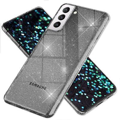 NALIA Glitzerhülle für Samsung Galaxy S22 – Funkelndes Silikon Case – DAZZLIN (Transparent & Stoßfest) – Marke aus Berlin Schwarz NALIA Transparente Hülle