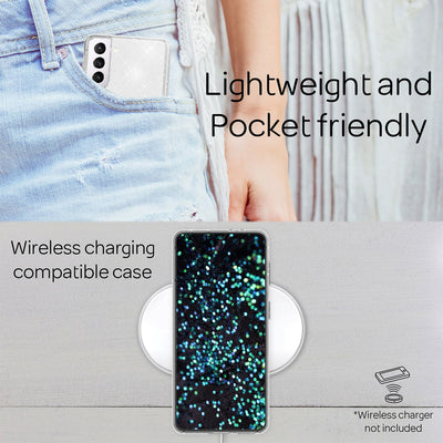 NALIA Glitzerhülle für Samsung Galaxy S22 – Funkelndes Silikon Case – DAZZLIN (Transparent & Stoßfest) – Marke aus Berlin Transparent NALIA Transparente Hülle