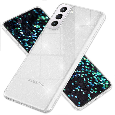 NALIA Glitzerhülle für Samsung Galaxy S22 Plus – Funkelndes Silikon Case – DAZZLIN (Transparent & Stoßfest) – Marke aus Berlin Transparent NALIA Transparente Hülle