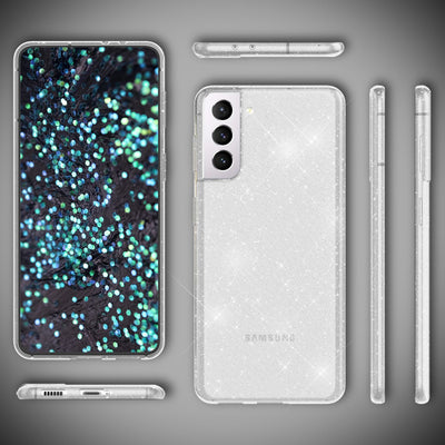 NALIA Glitzerhülle für Samsung Galaxy S22 Plus – Funkelndes Silikon Case – DAZZLIN (Transparent & Stoßfest) – Marke aus Berlin Transparent NALIA Transparente Hülle