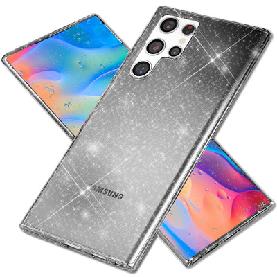 NALIA Glitzerhülle für Samsung Galaxy S22 Ultra – Funkelndes Silikon Case – DAZZLIN (Transparent & Stoßfest) – Marke aus Berlin Schwarz NALIA Transparente Hülle