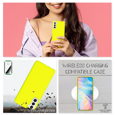 NALIA Neon Silikonhülle für Samsung Galaxy S22 Plus – Soft-Touch & Signal-Neon – NEONSHOCK (Matte Schutzhülle) – Marke aus Berlin Gelb NALIA Protective Hülle