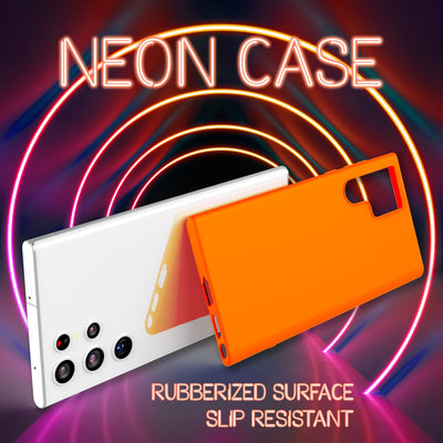 NALIA Neon Silikonhülle für Samsung Galaxy S22 Ultra – Soft-Touch & Signal-Neon – NEONSHOCK (Matte Schutzhülle) – Marke aus Berlin Orange NALIA Protective Hülle