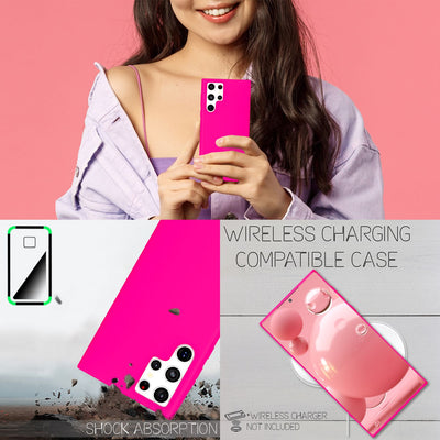 NALIA Neon Silikonhülle für Samsung Galaxy S22 Ultra – Soft-Touch & Signal-Neon – NEONSHOCK (Matte Schutzhülle) – Marke aus Berlin Pink NALIA Protective Hülle