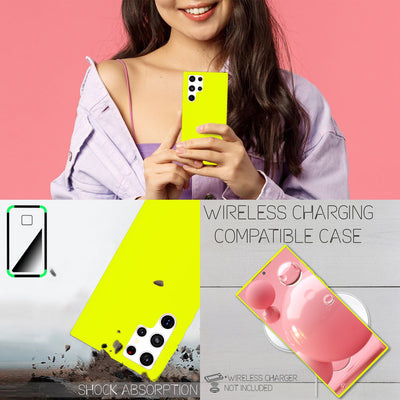 NALIA Neon Silikonhülle für Samsung Galaxy S22 Ultra – Soft-Touch & Signal-Neon – NEONSHOCK (Matte Schutzhülle) – Marke aus Berlin Gelb NALIA Protective Hülle