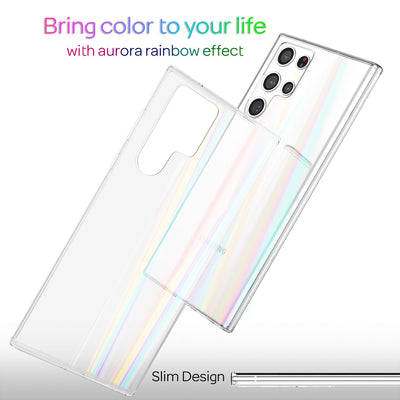 NALIA Transparente Glashülle für Samsung Galaxy S22 Ultra – Holografischer Prisma-Effekt (Regenbogen Schimmer) – 9H Hartglas & Anti-Gelb – AURORA – Marke aus Berlin Default Title NALIA Protective Hülle