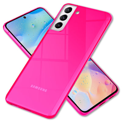NALIA Neon Silikonhülle für Samsung Galaxy S22 – Knallige Signal-Farbe & Linsenschutz – VIBE (Transparentes Case) – Marke aus Berlin Pink NALIA Transparente Hülle