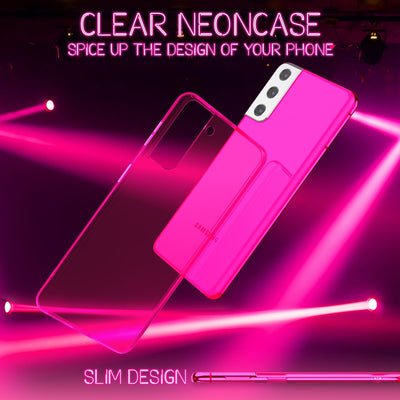 NALIA Neon Silikonhülle für Samsung Galaxy S22 – Knallige Signal-Farbe & Linsenschutz – VIBE (Transparentes Case) – Marke aus Berlin Pink NALIA Transparente Hülle