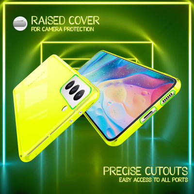 NALIA Neon Silikonhülle für Samsung Galaxy S22 – Knallige Signal-Farbe & Linsenschutz – VIBE (Transparentes Case) – Marke aus Berlin Gelb NALIA Transparente Hülle