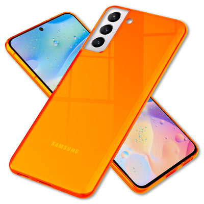 NALIA Neon Silikonhülle für Samsung Galaxy S22 Plus – Knallige Signal-Farbe & Linsenschutz – VIBE (Transparentes Case) – Marke aus Berlin Orange NALIA Transparente Hülle