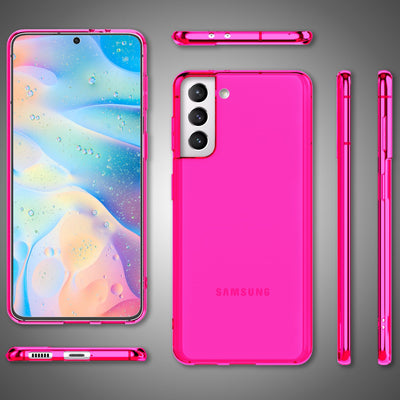 NALIA Neon Silikonhülle für Samsung Galaxy S22 Plus – Knallige Signal-Farbe & Linsenschutz – VIBE (Transparentes Case) – Marke aus Berlin Pink NALIA Transparente Hülle