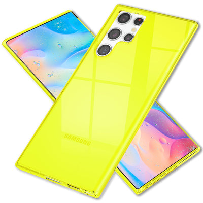 NALIA Neon Silikonhülle für Samsung Galaxy S22 Ultra – Knallige Signal-Farbe & Linsenschutz – VIBE (Transparentes Case) – Marke aus Berlin Gelb NALIA Transparente Hülle