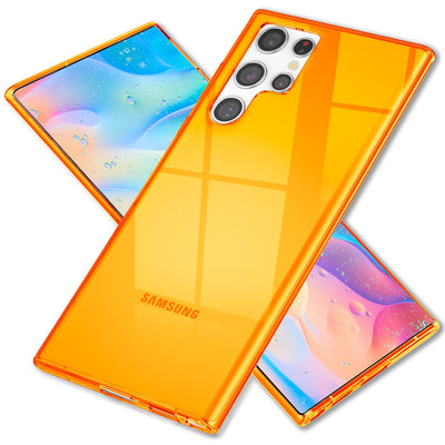 NALIA Neon Silikonhülle für Samsung Galaxy S22 Ultra – Knallige Signal-Farbe & Linsenschutz – VIBE (Transparentes Case) – Marke aus Berlin Orange NALIA Transparente Hülle