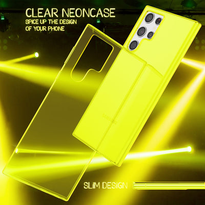 NALIA Neon Silikonhülle für Samsung Galaxy S22 Ultra – Knallige Signal-Farbe & Linsenschutz – VIBE (Transparentes Case) – Marke aus Berlin Gelb NALIA Transparente Hülle