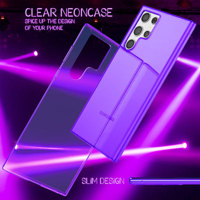 NALIA Neon Silikonhülle für Samsung Galaxy S22 Ultra – Knallige Signal-Farbe & Linsenschutz – VIBE (Transparentes Case) – Marke aus Berlin Lila NALIA Transparente Hülle