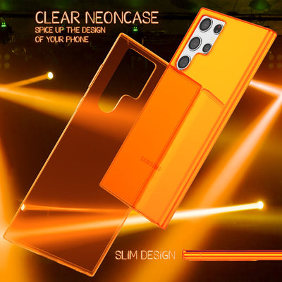 NALIA Neon Silikonhülle für Samsung Galaxy S22 Ultra – Knallige Signal-Farbe & Linsenschutz – VIBE (Transparentes Case) – Marke aus Berlin Orange NALIA Transparente Hülle