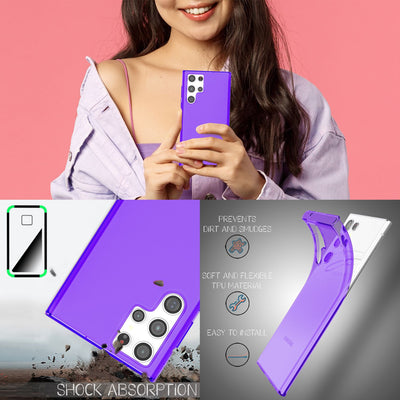 NALIA Neon Silikonhülle für Samsung Galaxy S22 Ultra – Knallige Signal-Farbe & Linsenschutz – VIBE (Transparentes Case) – Marke aus Berlin Lila NALIA Transparente Hülle