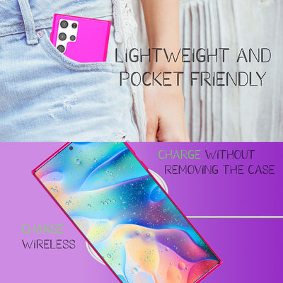 NALIA Neon Silikonhülle für Samsung Galaxy S22 Ultra – Knallige Signal-Farbe & Linsenschutz – VIBE (Transparentes Case) – Marke aus Berlin Pink NALIA Transparente Hülle