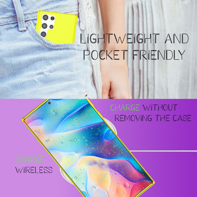 NALIA Neon Silikonhülle für Samsung Galaxy S22 Ultra – Knallige Signal-Farbe & Linsenschutz – VIBE (Transparentes Case) – Marke aus Berlin Gelb NALIA Transparente Hülle
