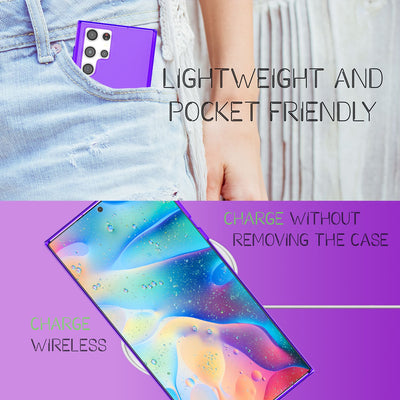 NALIA Neon Silikonhülle für Samsung Galaxy S22 Ultra – Knallige Signal-Farbe & Linsenschutz – VIBE (Transparentes Case) – Marke aus Berlin Lila NALIA Transparente Hülle