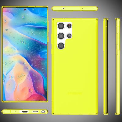 NALIA Neon Silikonhülle für Samsung Galaxy S22 Ultra – Knallige Signal-Farbe & Linsenschutz – VIBE (Transparentes Case) – Marke aus Berlin Gelb NALIA Transparente Hülle