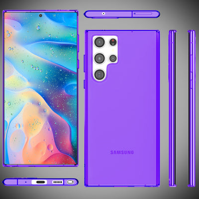 NALIA Neon Silikonhülle für Samsung Galaxy S22 Ultra – Knallige Signal-Farbe & Linsenschutz – VIBE (Transparentes Case) – Marke aus Berlin Lila NALIA Transparente Hülle