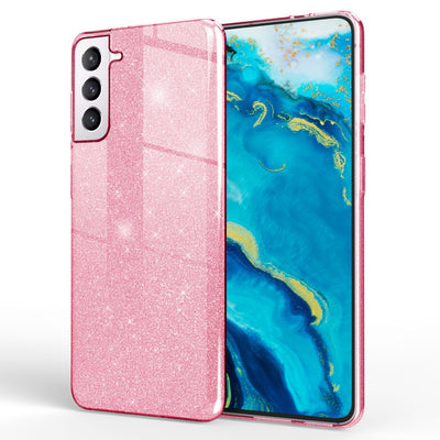 NALIA Glitzerhülle für Samsung Galaxy S22 – Funkelnder Glitzer-Look & Grip – SHINEPOP (Silikon Case) – Marke aus Berlin Pink NALIA Protective Hülle