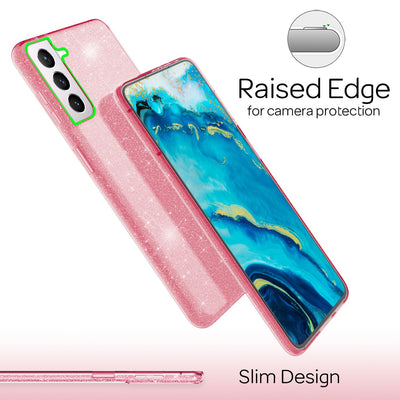 NALIA Glitzerhülle für Samsung Galaxy S22 – Funkelnder Glitzer-Look & Grip – SHINEPOP (Silikon Case) – Marke aus Berlin Pink NALIA Protective Hülle