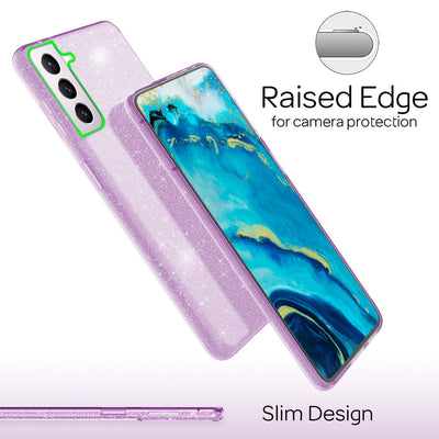 NALIA Glitzerhülle für Samsung Galaxy S22 – Funkelnder Glitzer-Look & Grip – SHINEPOP (Silikon Case) – Marke aus Berlin Lila NALIA Protective Hülle
